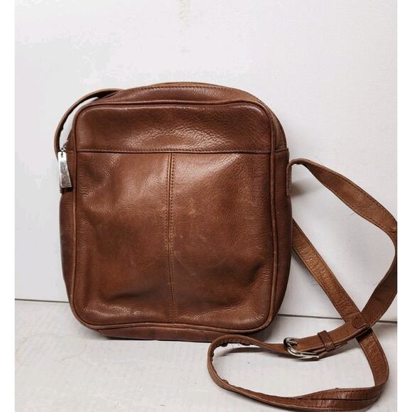 Vintage Y2K Wilson's Leather Cross Body Messenger Bag Brown Satchel Purse - Picture 4 of 15